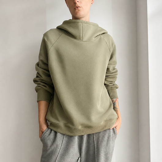bluza z kapturem damska Bluza damska oversize z dużym kapturem i dziurkami na kciuki Blada oliwka