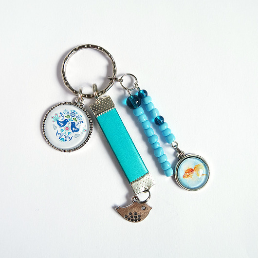 breloki Breloczek - Ptaki folk, rybka, rzemień