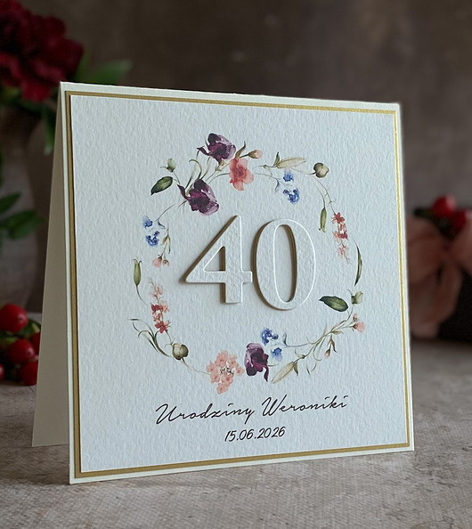 kartki scrapbooking Personalizowana kartka na 40 urodziny, BH 70