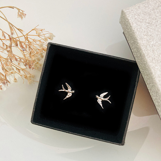 kolczyki srebrne Kolczyki z jaskółkami, srebrne jaskółki