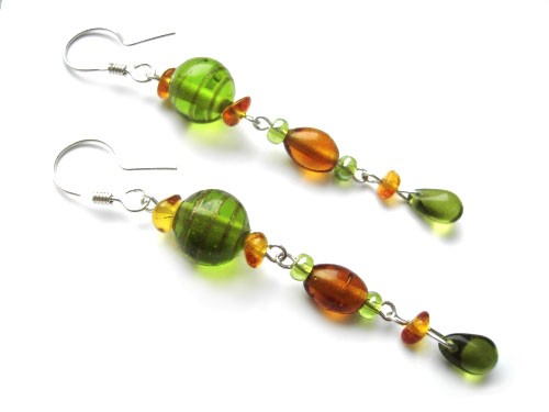 Kolczyki - Green Amber Maweth