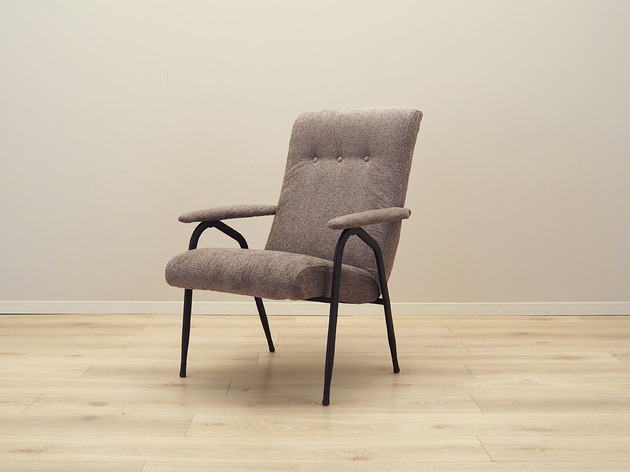fotele Fotel szary, włoski design, lata 70, produkcja: Włochy
