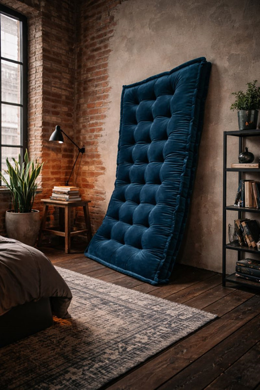 pufy do siedzenia Futon materac francuski , Siedzisko na podłogę Velvet granat