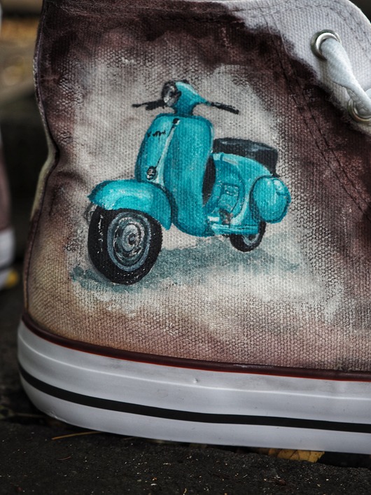 buty męskie Ręcznie malowane wysokie trampki VESPA