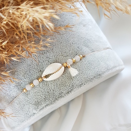 bransoletka NA KOSTKĘ z muszelką LEI handmade 