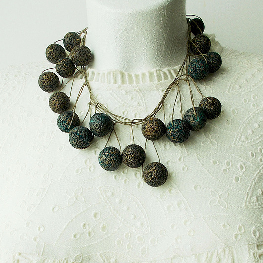 kolie Lawa Naszyjnik lniany Unikat