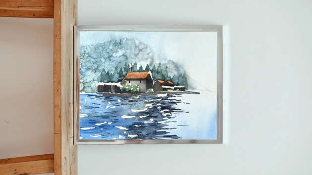 obrazy WYPRZEDAŻ SZTUKI! Akwarela Morski pejzaż oryginalny obraz 300g A4 21x30 cm