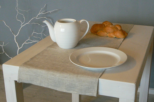 obrusy i serwetki Lniany bieżnik na stół 100% len