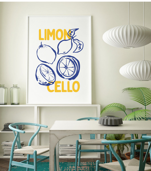 plakaty Limoncello poster, plakat cytryny,  dekoracja ścienna kuchni