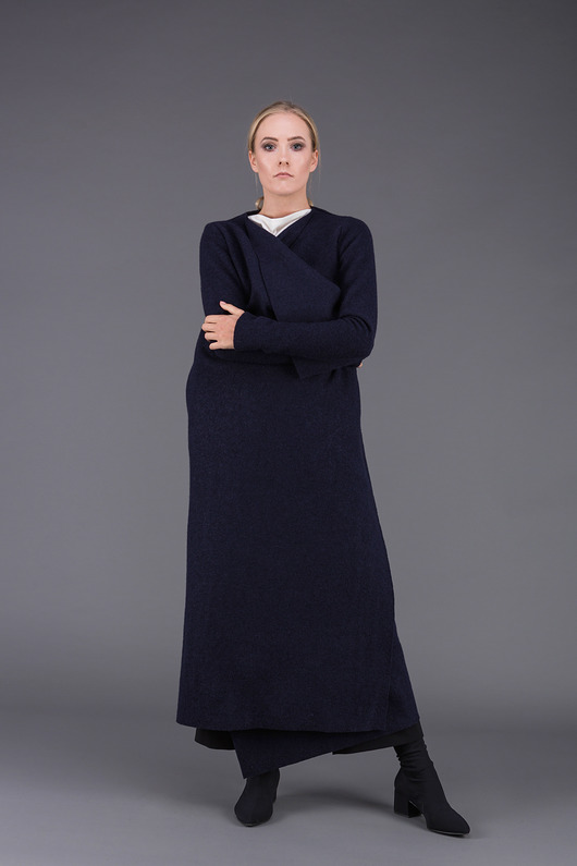 płaszcze damskie navy flow coat