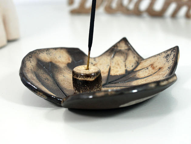 Podstawki pod kadzidełka Miseczka liść -  na kadzidło, palo santo, biżuterię, drobiazgi