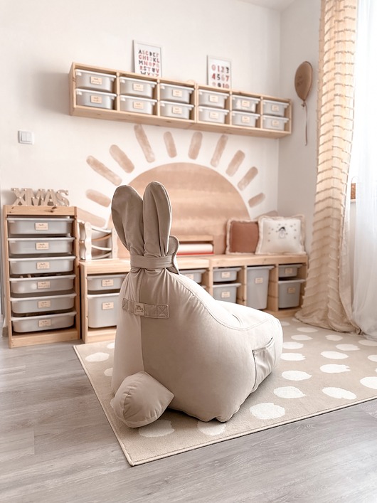 pufa dla dziecka Pufa siedzisko Funny Bunny VELVET- Beżowa