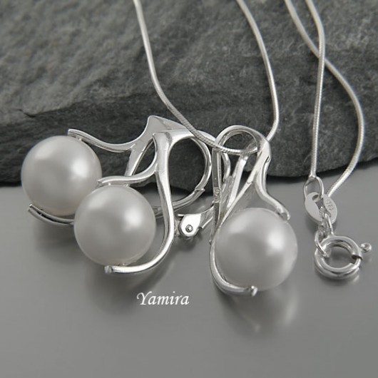 kryształ Swarovski White pearl subtelle - komplet yamira