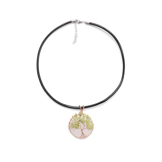 naszyjniki - inne Naszyjnik - drzewko życia - tree of life - Kryształ Górski i Peridot
