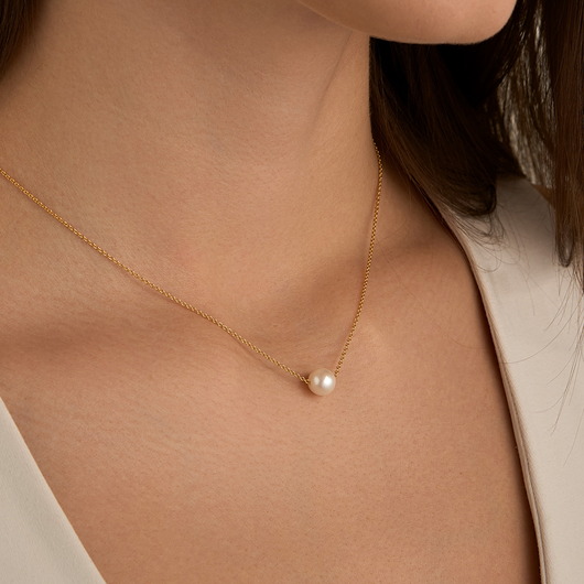 złote naszyjniki Naszyjnik z naturalną perłą- srebro 925 pozłacane