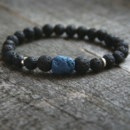 męska bransoletka : LAVA : black & blue kaktusia