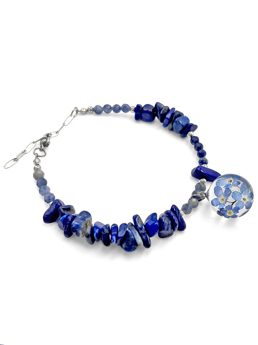 bransoletki z kamieni naturalnych Bransoletka lapis lazuli, sodalit & niezapominajki