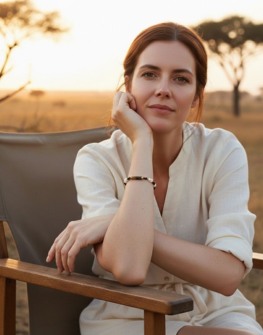 bransoletki z kamieni naturalnych Bransoletka Tygrysie Oko & Biała Perła EXOTIC EXPEDITION