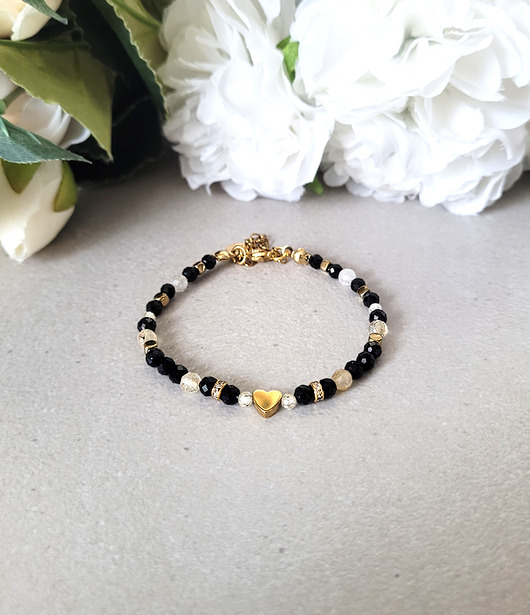 bransoletki z kamieni naturalnych Na BOGACTWO i obfitość z serduszkiem