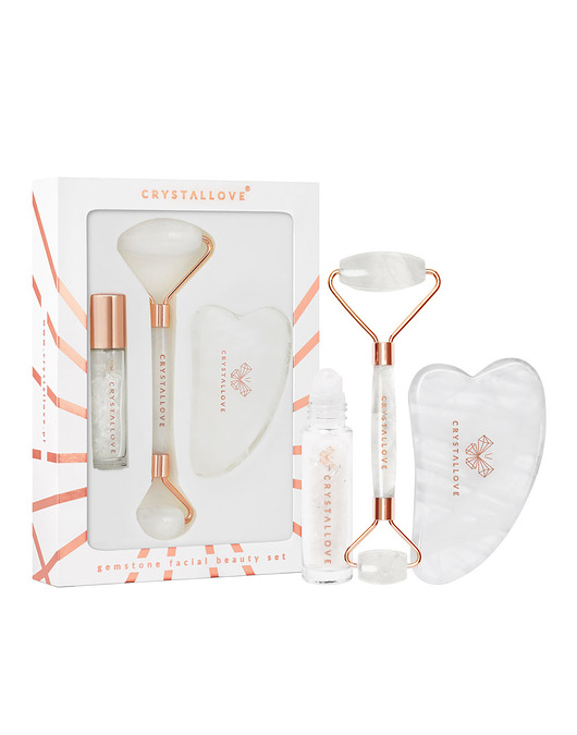 akcesoria dla niej CRYSTALLOVE Crystal quartz set: roller + gua sha