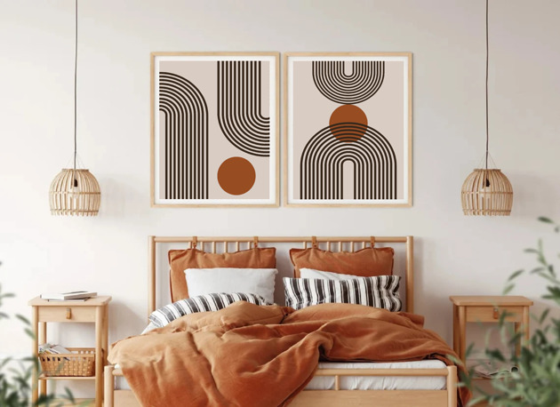 grafiki i ilustracje DWA PLAKATY mid century abstrakcyjne