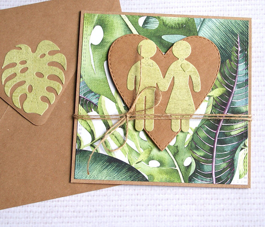 kartki scrapbooking Kartka ślubna, miłosna :: ludziki :: TROPIKALNA para