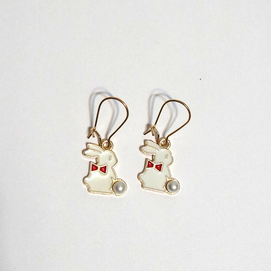 kolczyki - inne Kolczyki wiszące - Biały króliczek 2 - małe