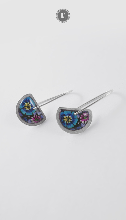 kolczyki srebrne Krótkie kolczyki srebrne CIRCLES Iris Cut - lekkie etno