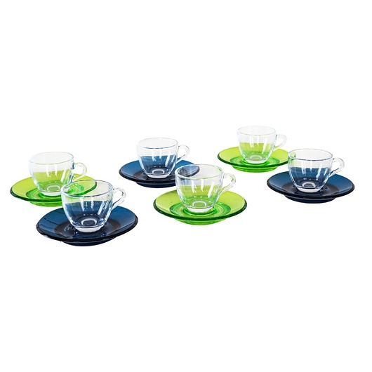 filiżanki Komplet filiżanek szklanych, włoski design, lata 70,  Fratelli Guzzini