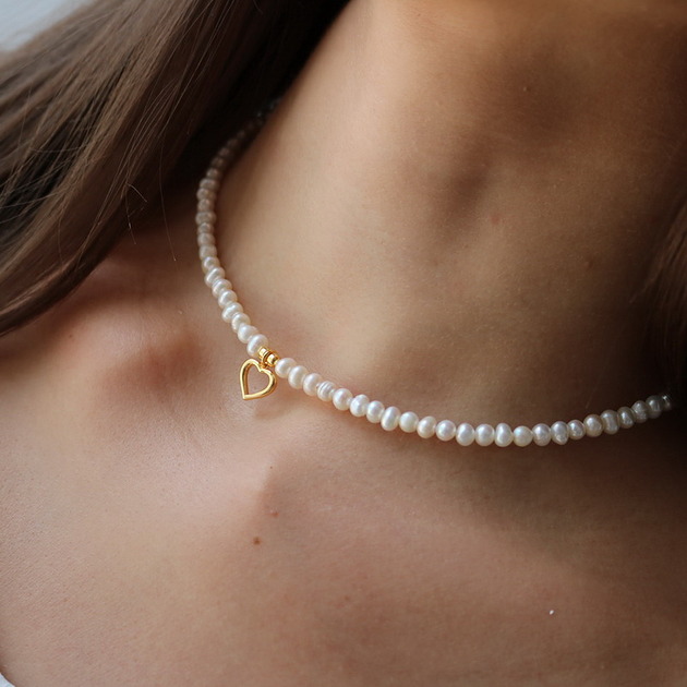 chokery Choker / naszyjnik z naturalnych pereł słodkowodnych- srebro 925 pozłacane