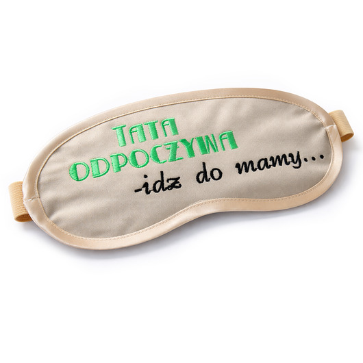 opaski na oczy OPASKA Beżowa bawełniana haftowana Tata odpoczywa PREZENT