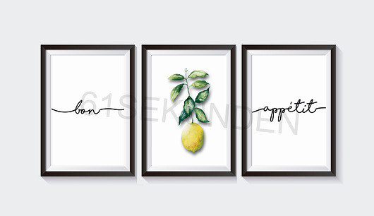 3 Plakaty do kuchni BON APPETIT 61sekunden