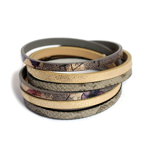 Bransoletka rzemienie Fun szaro-złota Kociokwik Jewelry