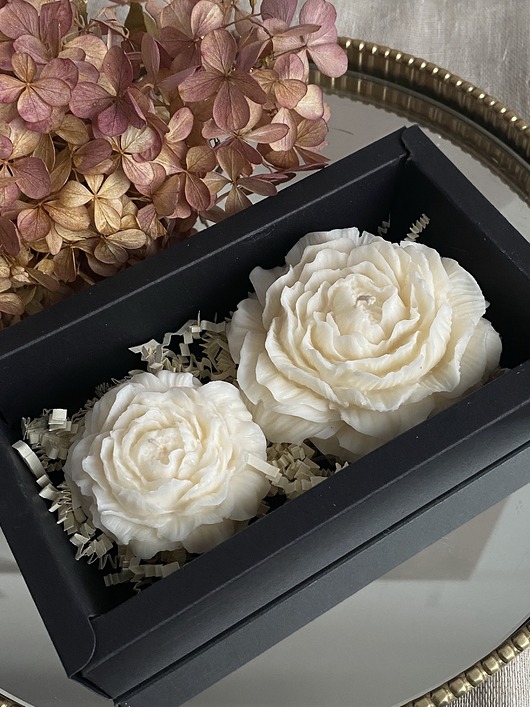 świeczniki i świece Zestaw prezentowy świece ekologiczne sojowe dekoracyjne "Peony Queen"