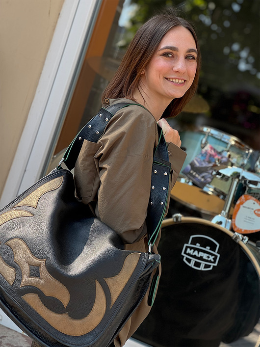 torby na ramię Duża torba skórzana. Zestaw Western II z długim paskiem cross body
