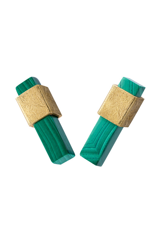 kolczyki/GOLD/Malachit/mat Daria Siwiak Jewellery