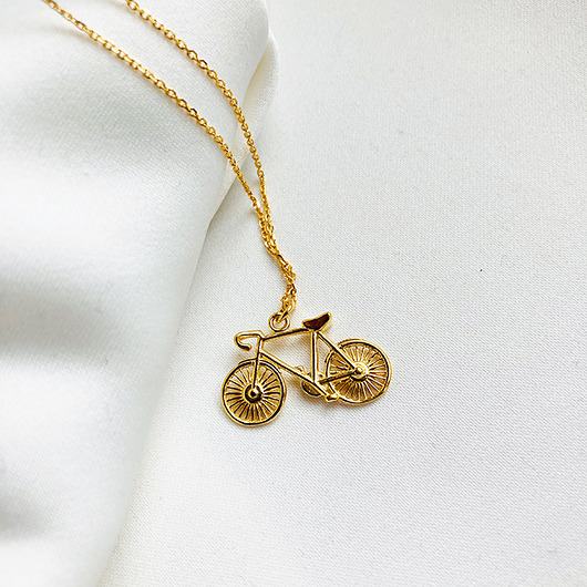 złote naszyjniki Naszyjnik z rowerem, złoty rower