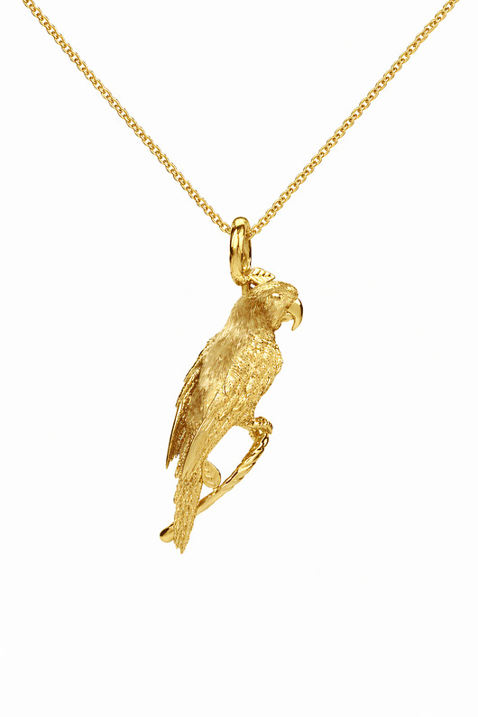 złote naszyjniki PAPUGA NA GAŁĘZI -naszyjnik srebro, złoto, różowe złoto