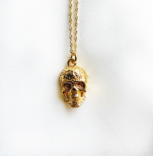 złote naszyjniki Złoty naszyjnik z czaszką, meksykańska czaszka