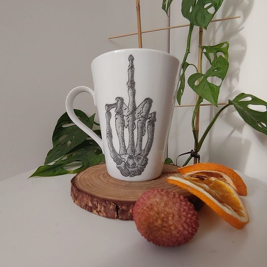 kubki Kubek ręcznie malowany z uchem Fu*k 250ml Jednostronny