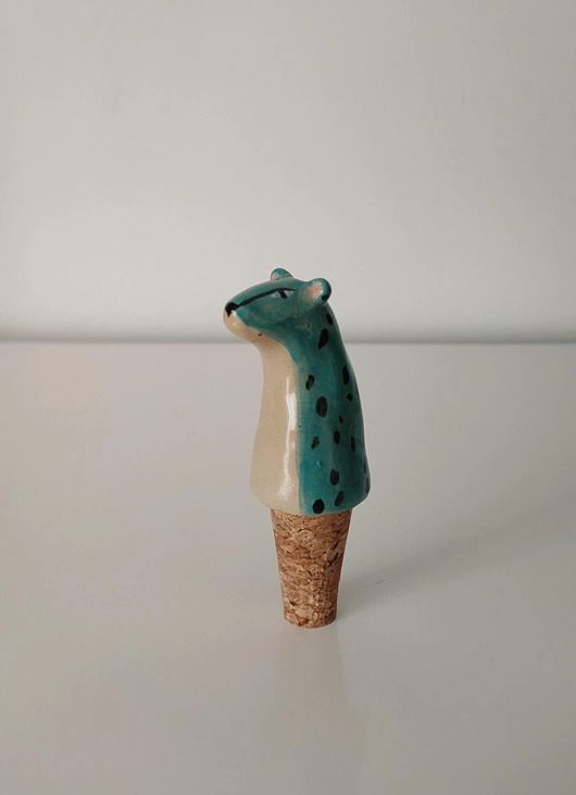 figurki i rzeźby Korek do wina - lampart niebieski
