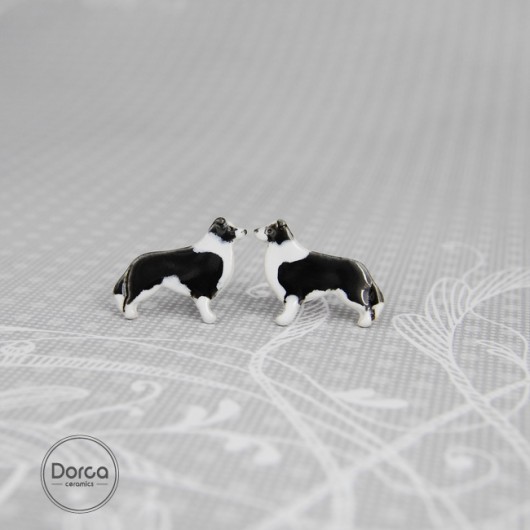 Border collie - ceramiczne kolczyki Dorca