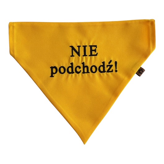ubranka dla zwierząt Żółta bandana, chustka, apaszka dla psa Nie podchodź!