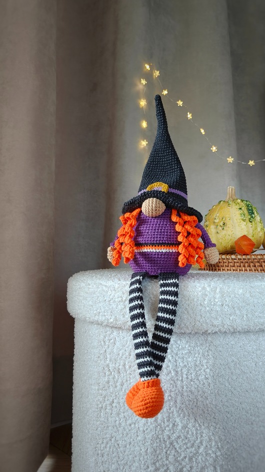 dodatki - różne Krasnalka jesienna, Skrzat ozdobny, Dekoracja na Halloween, Dekoracja kominka
