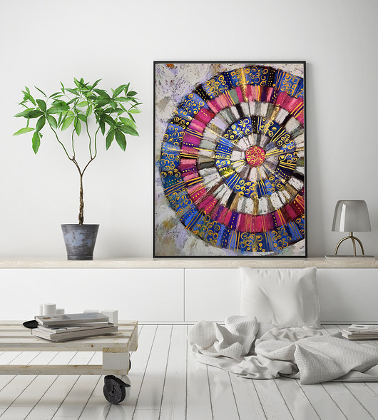 grafiki i ilustracje Mandala granatowa - plakat B2