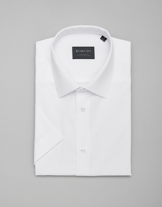 koszule męskie Jednolita koszula męska 00338 kr rękaw biały classic