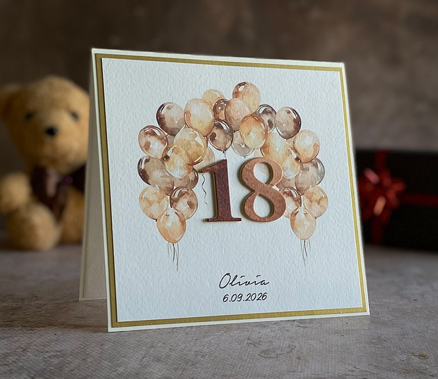 kartki scrapbooking Kartka na 18 urodziny z kopertą prezentową, BH 20