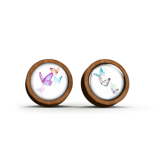 kolczyki drewniane Kolczyki drewniane - Motyle - sztyfty