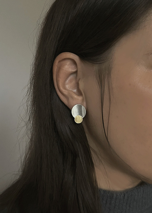 kolczyki srebrne Kolczyki PLATES G, srebro 925, 24K złoto