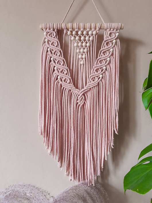 makramy Delikatna makrama boho - perełka - rosa